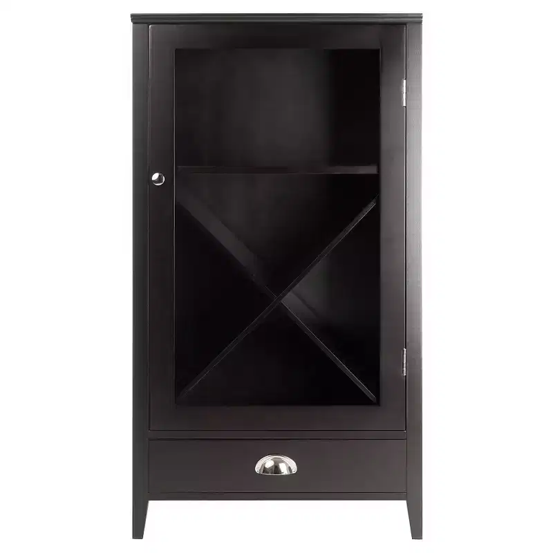 X-Panel Wine Cabinet, Espresso, Holds 20 Bottles, 1-Person Assembly