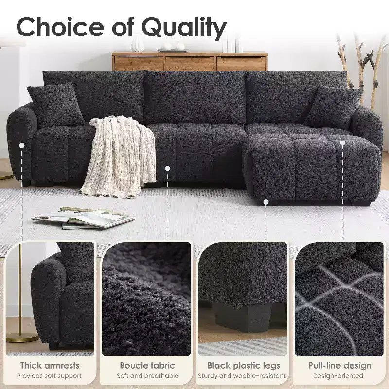 Merax L-Shaped Sectional Sofa with Free-Moving Ottoman