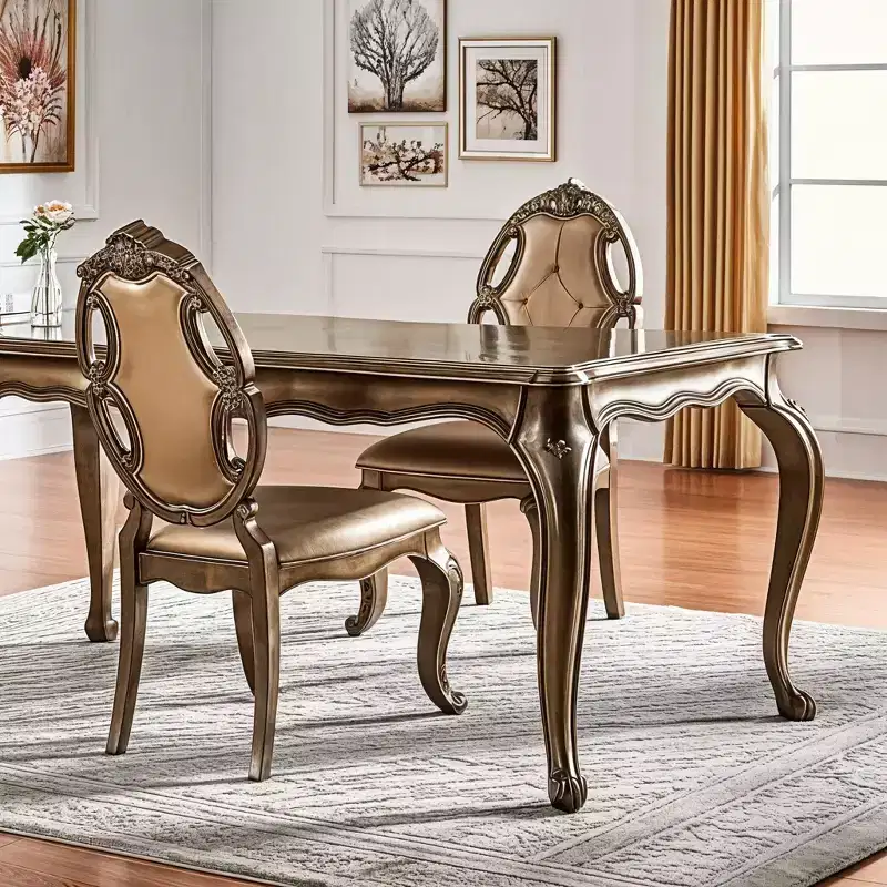 HomeRoots Set of Two Tufted Oak Upholstered Faux Leather And Solid Wood Dining Side Chairs
