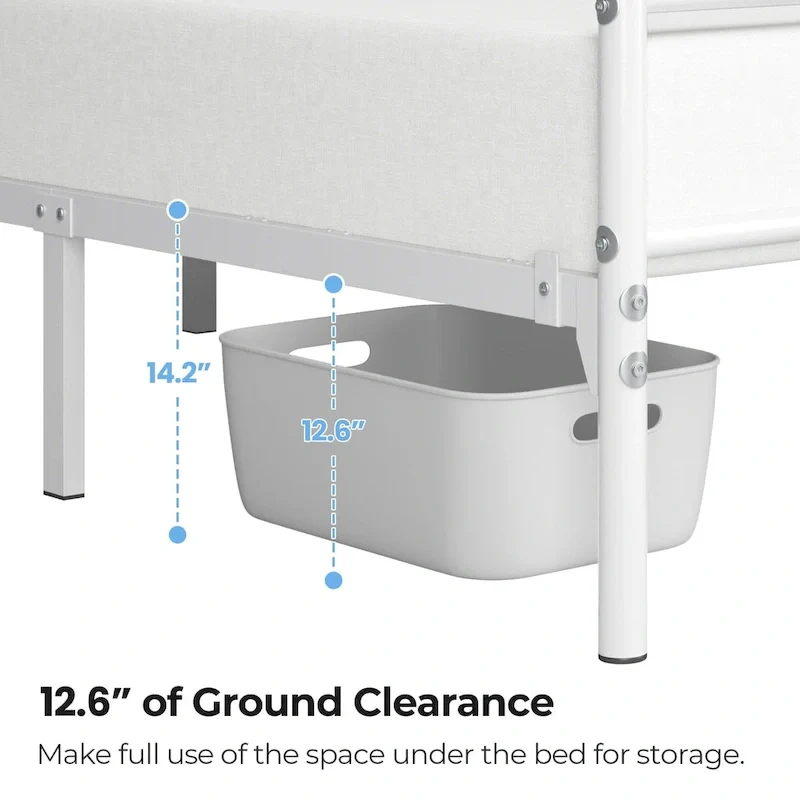Metal Bed Frame with Slatted Base