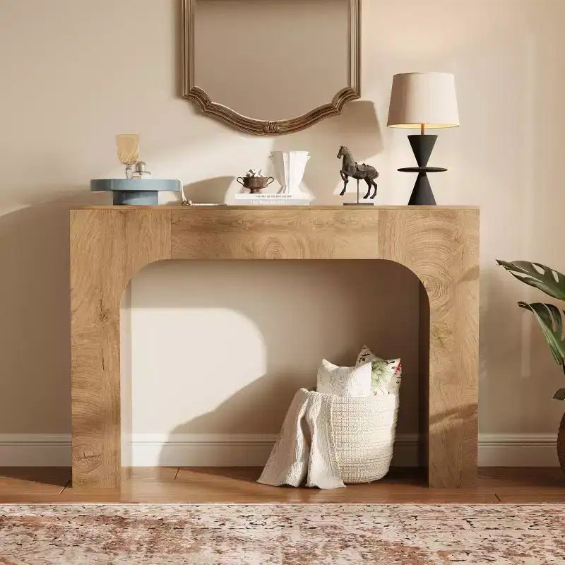 Farmhouse Console Table - Narrow Wood Entryway Sofa Table Behind Couch, Slim Rustic Hallway Furniture for Living Rooms, Foyers, and Apartments