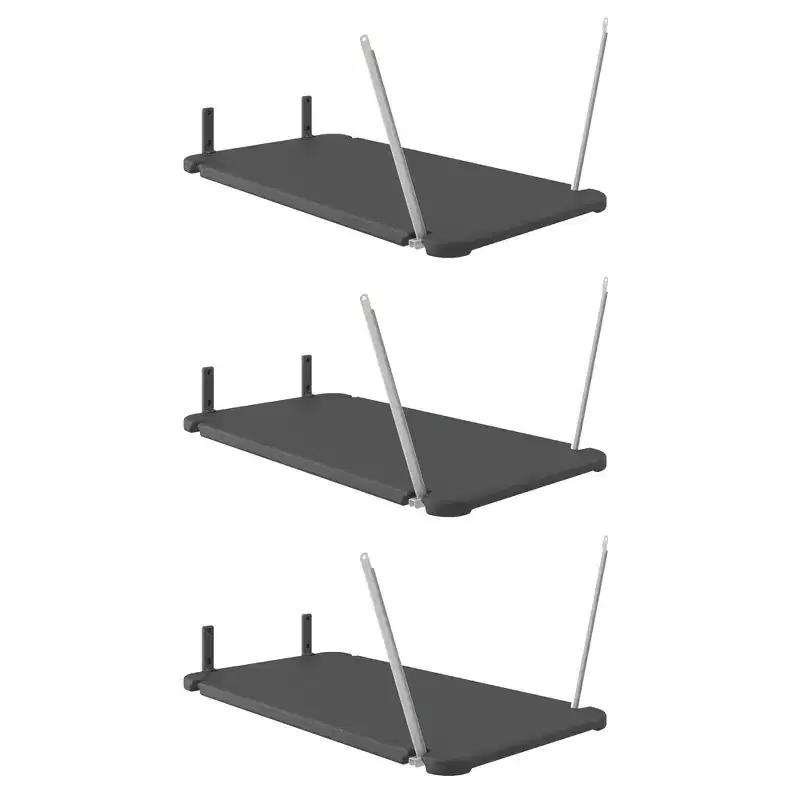 Suncast 3 Pack Vertical Shed Shelf Space Saving Hanging Outdoor Storage, Black