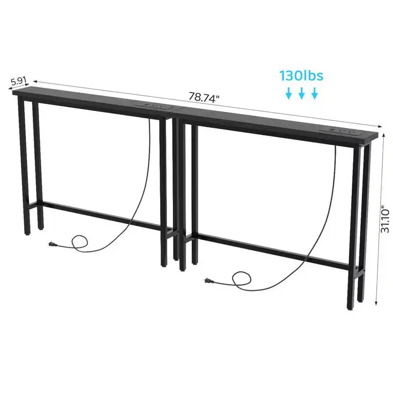 2-piece Set Triamine + Iron 200 * 15 * 79cm with Power Strip Foyer Table