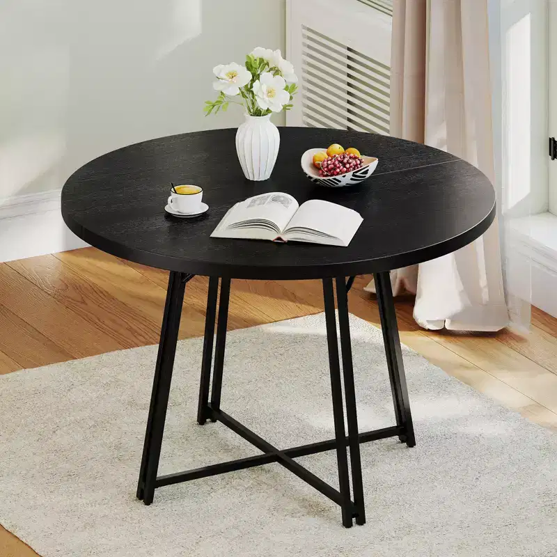 Costway 47 Inch Dining Table w/8 Metal Supporting Legs & Cross Base for Dining Room