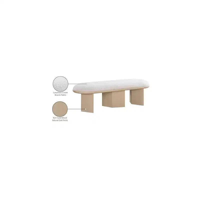 Meridian Furniture,Wilshire Boucle Fabric Bench