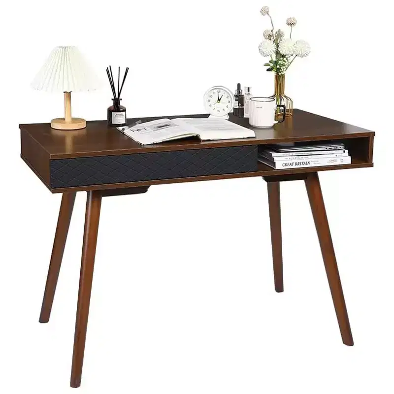 Computer Desk with Drawer, Wood Writing Home Desk, Modern Simple Study Desk