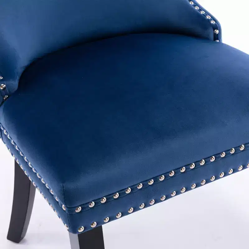 Okak Retro Dining Chairs Set of 2, Comfy Upholstered Wing-Back Chairs with Backstitching Nailhead Trim, Kitchen Chairs with Solid Wood Legs
