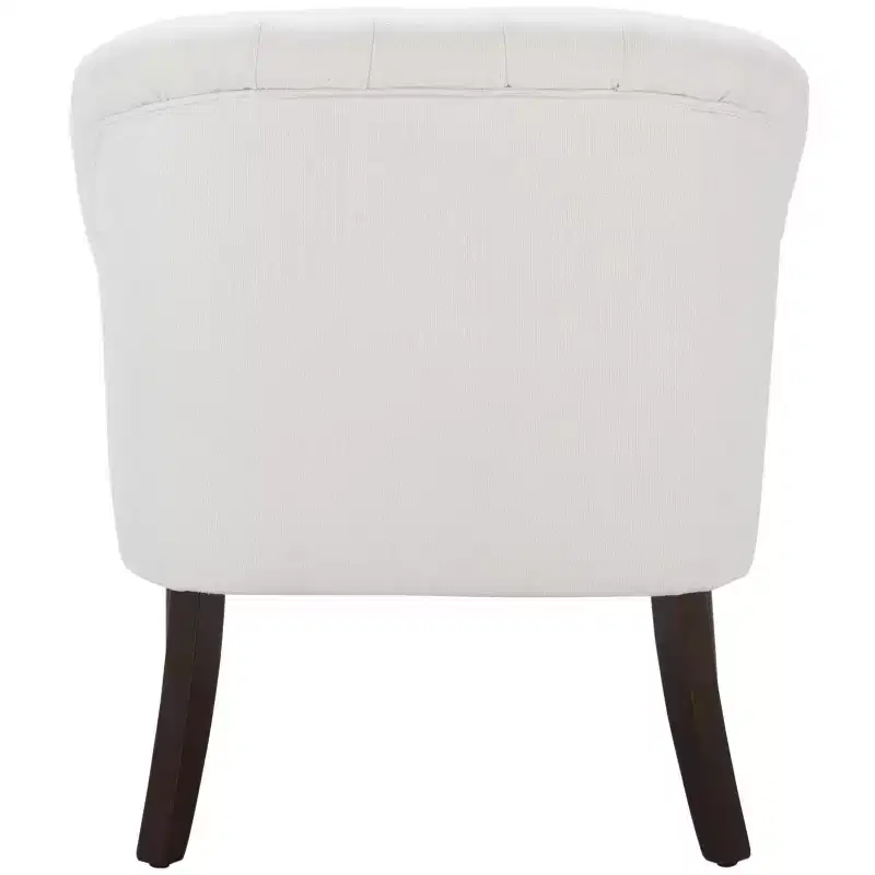 Polyester & Wood Accent Chair — White