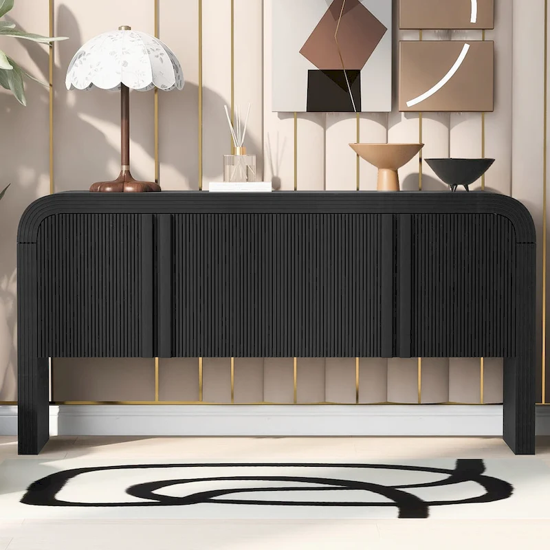 63 Striped Sideboard Buffet Cabinet with Adjustable Shelves