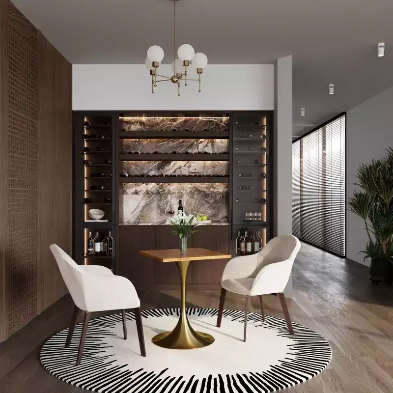LeisureMod Verve 24 Sqaure Dining Table - Modern MDF Top with Brushed Gold Pedestal Base Accent Cafe Table for Kitchen, Home, and Cafes