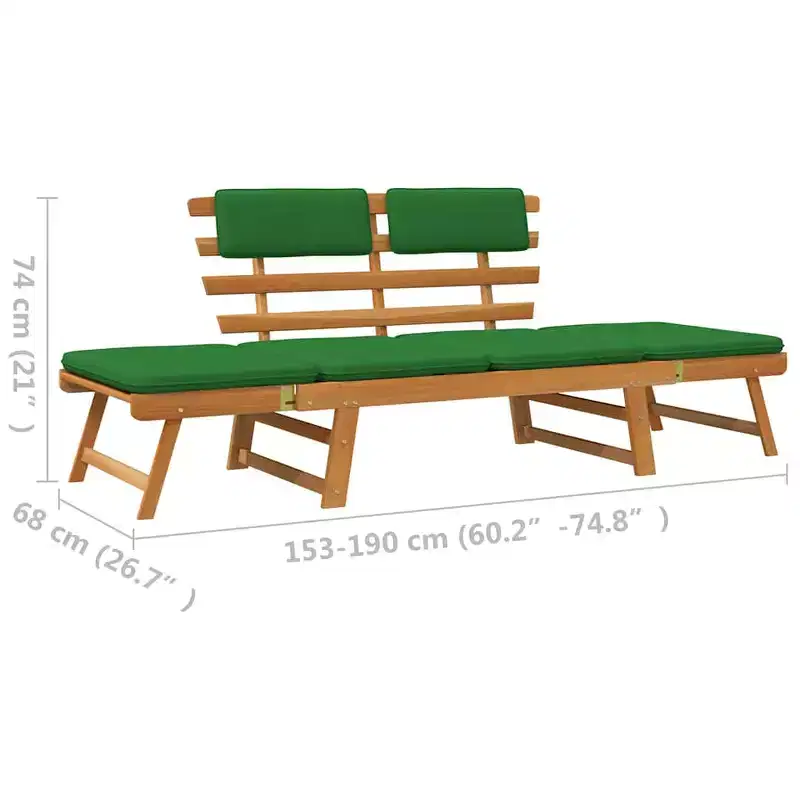 Garden Bench Green, Brown Solid Acacia wood, Polyester Medium