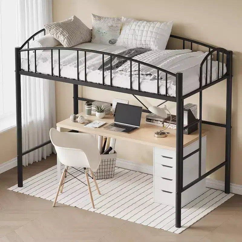 Twin Loft Bed - Space-Saving with Safety Rail