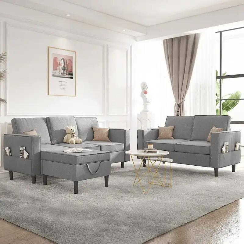 Mixoy Convertible Sectional Sofa Couches,3-Seater with Loveseat,Ottoman