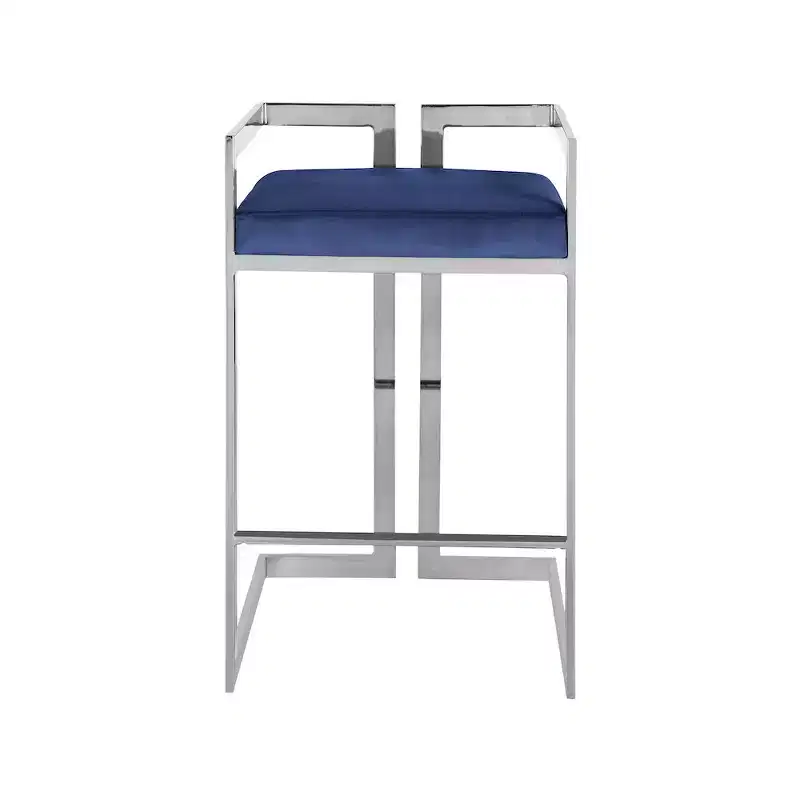 Meridian Furniture,Ezra Navy Velvet Stool, Set of 2