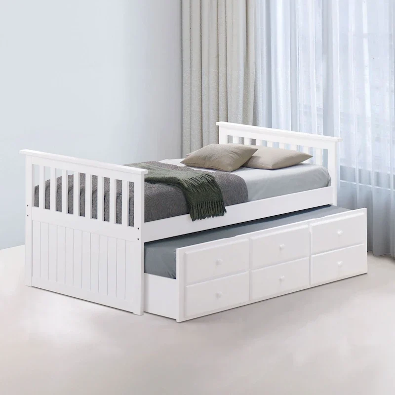 Twin Captain Bed with Trundle and Three Drawers