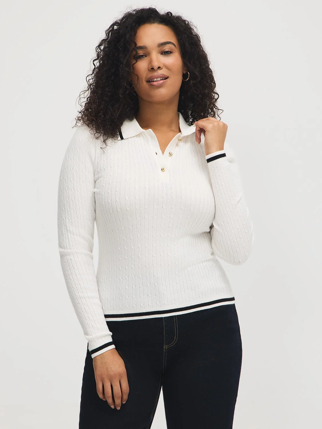 Johnny Collar Cable Knit Sweater