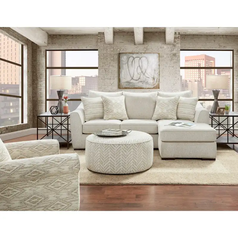 Multi-Color Round Cocktail Ottoman, Oversized, Multi-Person