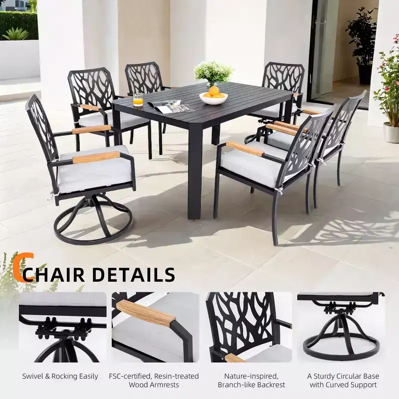Christopher Knight Home Mirabelle Aluminum Swivel Chair with Removable Sunbrella Cushions( Set of 2