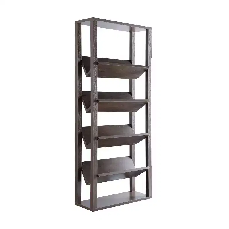 71" Cinerus 6 Shelf Bookshelf Walnut - miBasics: V-Shaped, Open Back Design