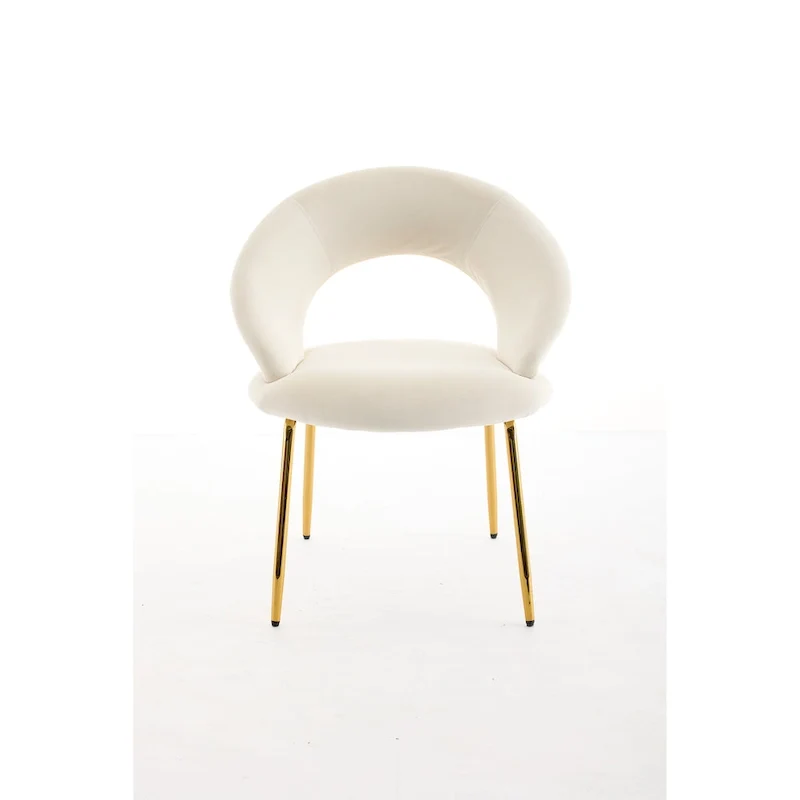 Velvet Dining Accent Chairs with Curved Backrest and Gold Metal Legs - 250lb Capacity