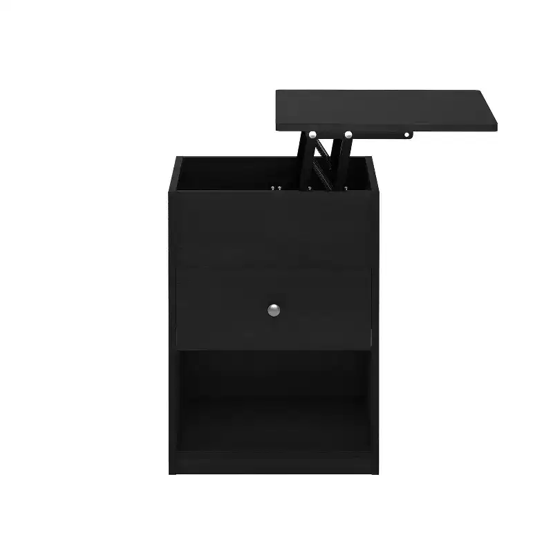 Furinno Modern Lift Top Coffee Table Nightstand W/Storage Compartment & Drawer & Open Cube Sofa Side End Table Living Room Home Furniture,Americano