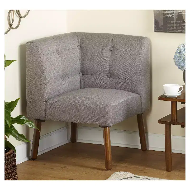 Buylateral 4pc Playmate Mid Century Modern Upholstered Breakfast Nook Dining Set Walnut Versatile Upholstered Furniture, Rubberwood