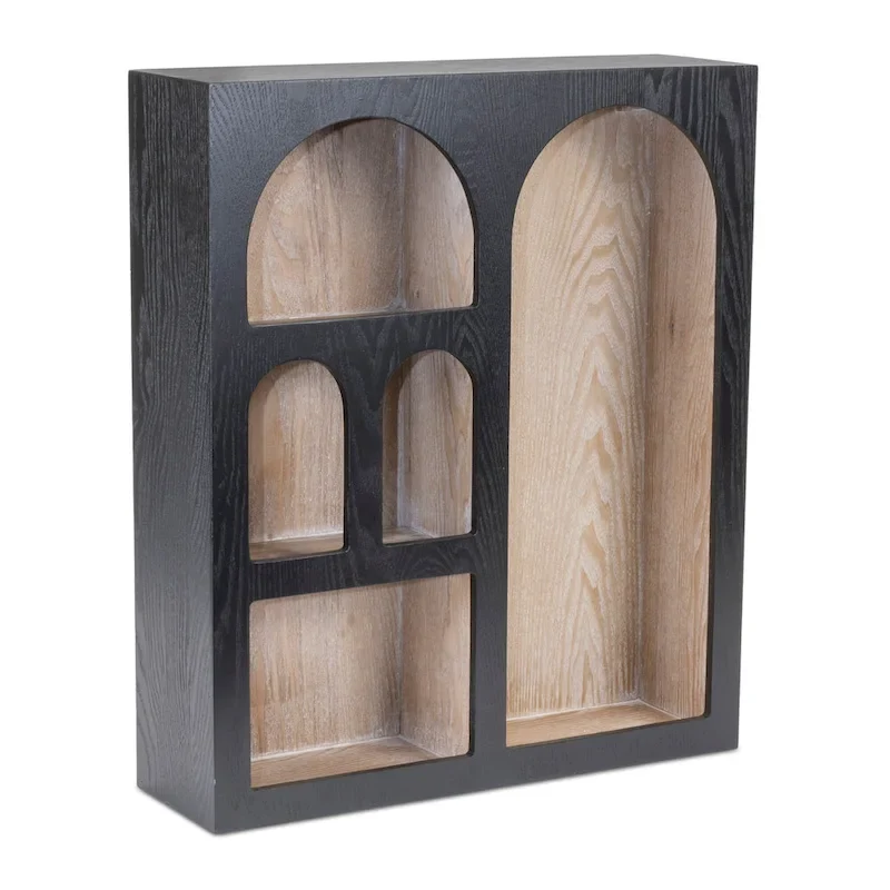 Arched Wooden Wall Shelf - 22 - Black and Brown