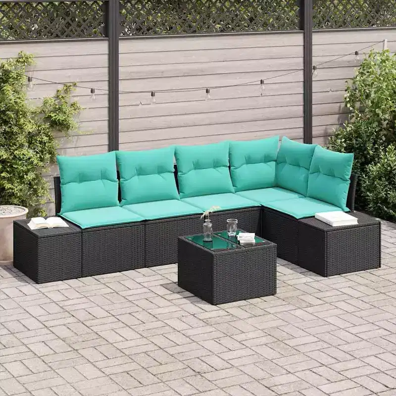 vidaXL Garden Sofa Set with Cushion 5 pcs Poly Rattan