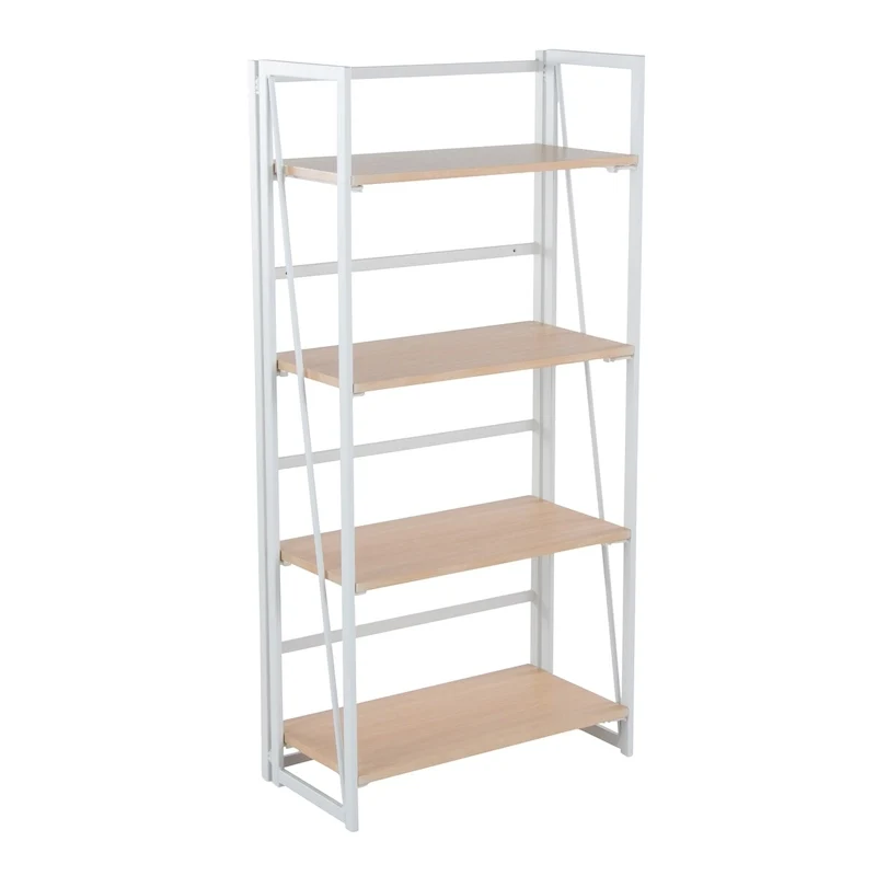 Contemporary Bookcase in Painted Metal and Natural Wood