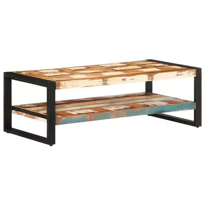 XL Coffee Table Mixed Solid reclaimed wood and powder-coated iron