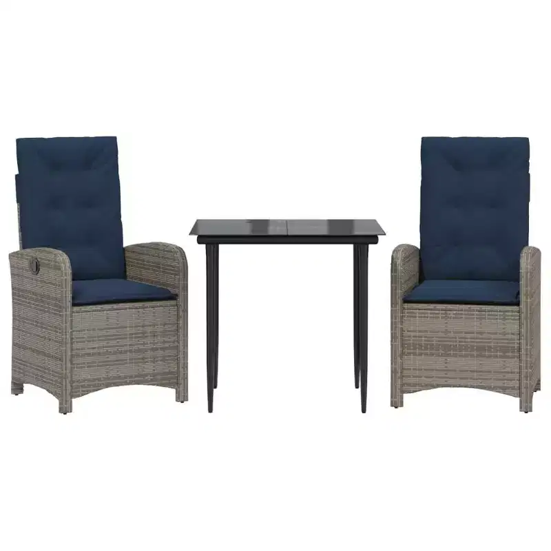 vidaXL Outdoor Dining Set with Cushions and Poly Rattan