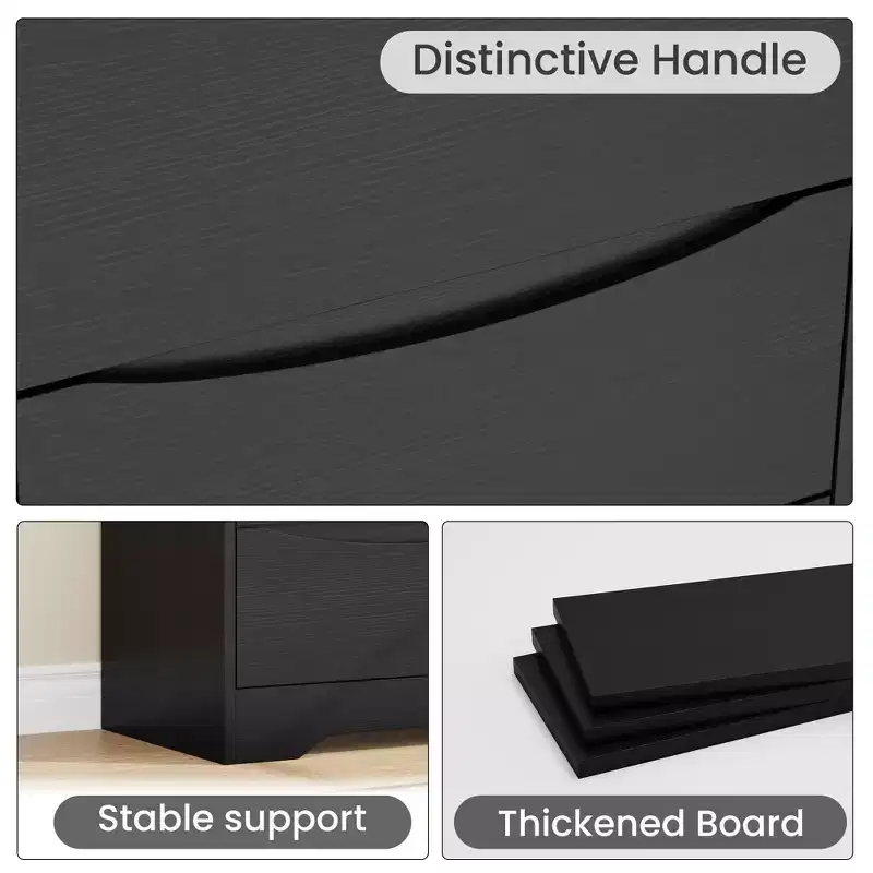 3-Drawer Wooden Dresser with Wide Top