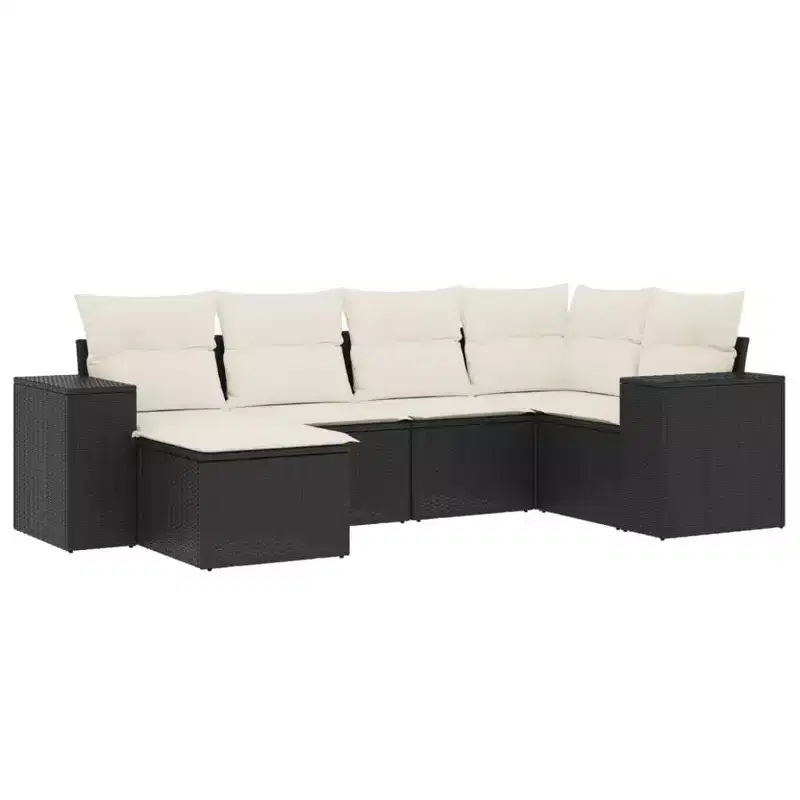 vidaXL Garden Sofa Set Black PE Rattan Lounge Set Adjustable Feet