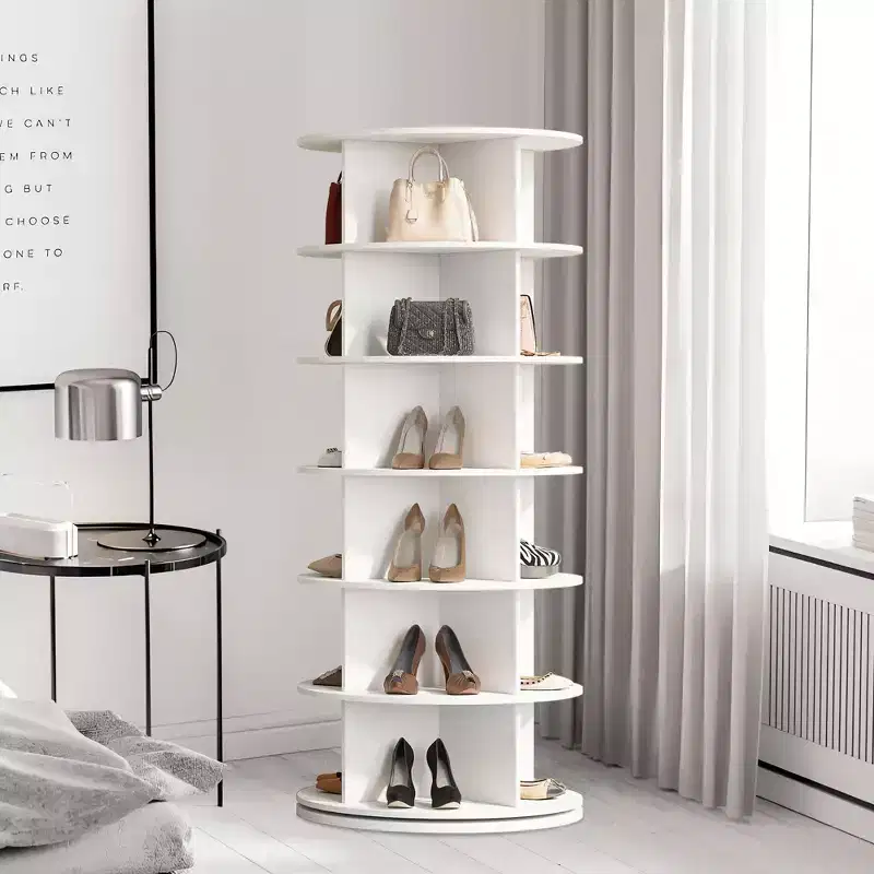 TROPOW 6-Tier Rotating Shoe Rack C White 360 Spinning Shoe Organizer for Entryway/Living Room (1-Pack)