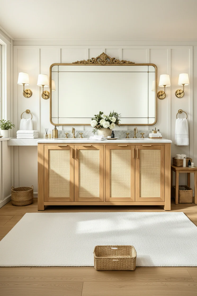 63 Sideboard Buffet Cabinet, Rattan Coffee Bar Cabinet with 3 Drawers, Wooden Media Console Table, Accent Credenza for Living Room Kitchen