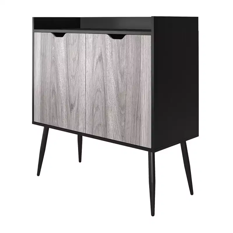 RealRooms Grafton Bar Cabinet, Black Oak