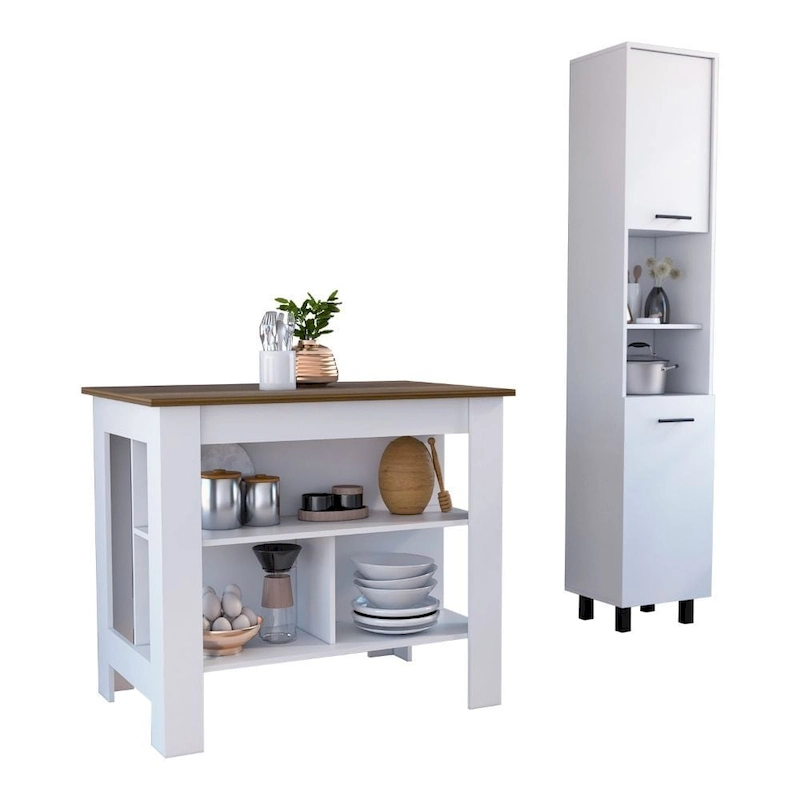 TUHOME Houston 2-Piece Kitchen Set with Kitchen Island and Kitchen Pantry - N/A