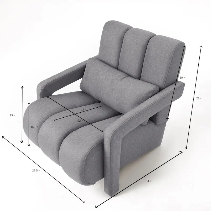 Modern Linen Upholstered Accent Chair with 1 Pillow, Set of 1