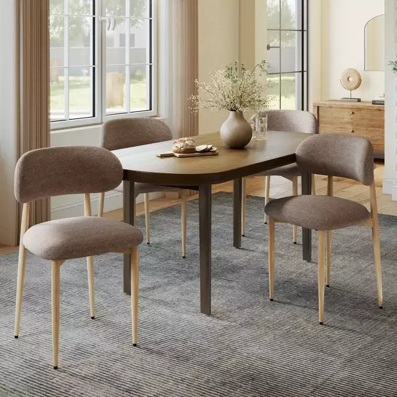 GDFStudio Adanna Modern Metal Upholstered Dining Chairs with Curved Backrest (Set of 4)