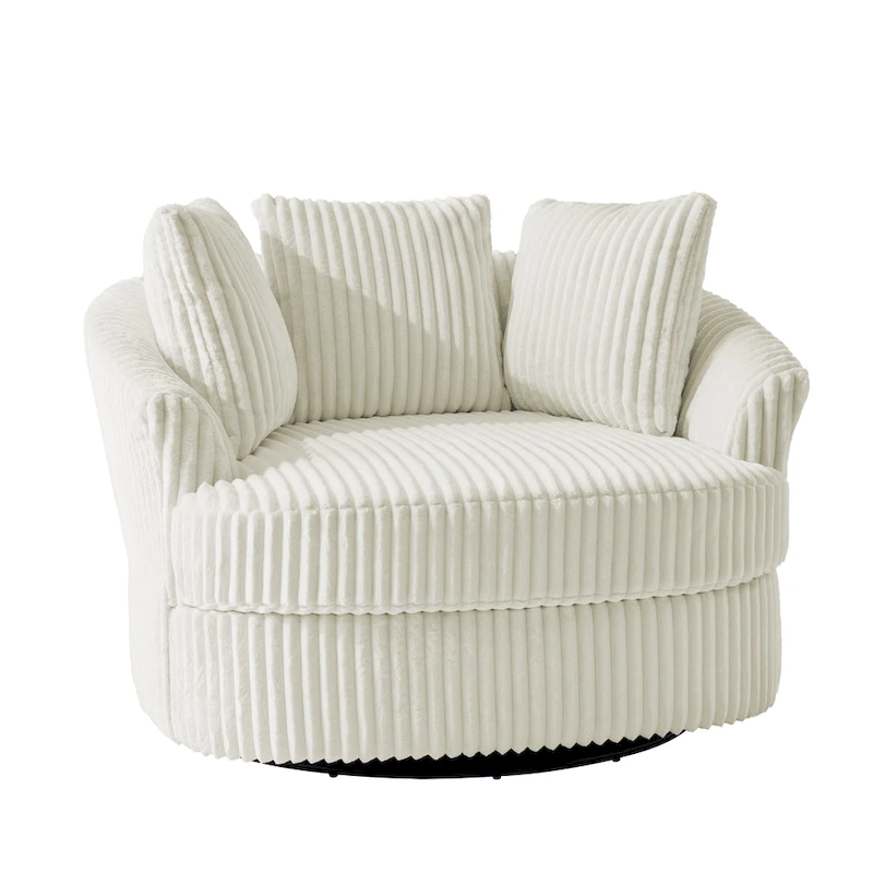 DREAMSIDEA 2 Set Recessed Arm Slipcovered Swivel Barrel Chair