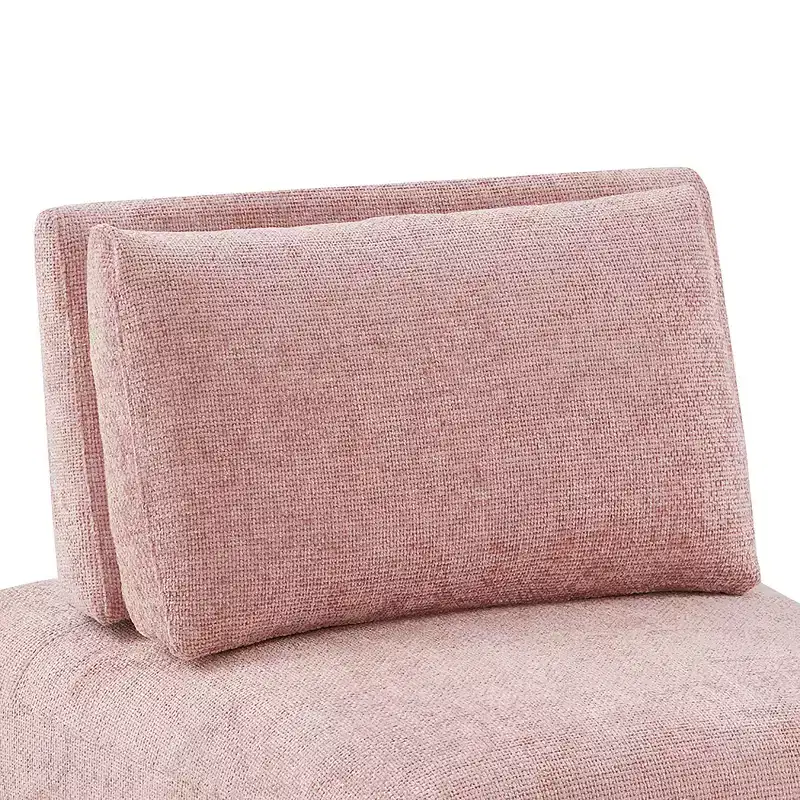 HOMES: Inside + Out Povoa Modern Modular Armless Chair Chenille with Extendable Backrest Pink