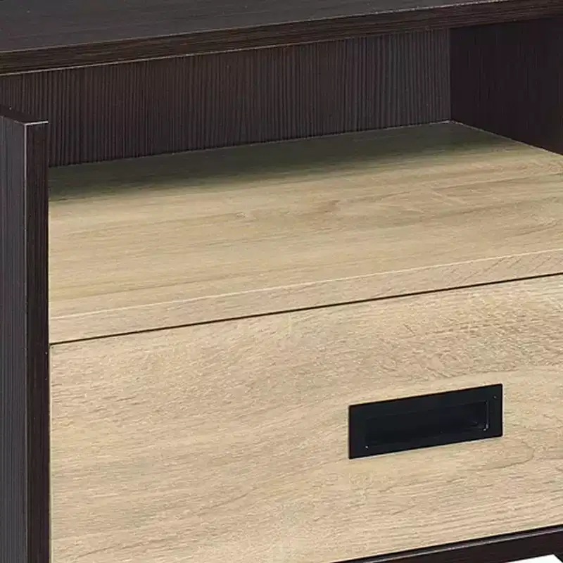 Accent Side Table with Storage Drawer – Oak & Black Finish