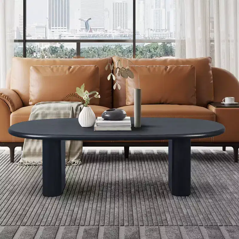 GDFStudio Modern 51 Oval Wooden Coffee Table