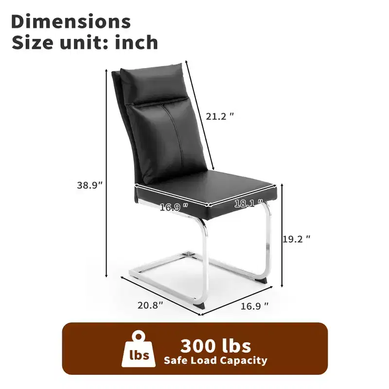 GDFStudio Olaf Modern Faux Leather Dining Chair with C-Shaped Chrome Base (Set of 2)