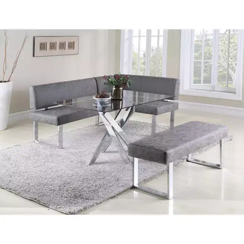 Chintaly Imports,Modern Gray Upholstered Bench, Gray