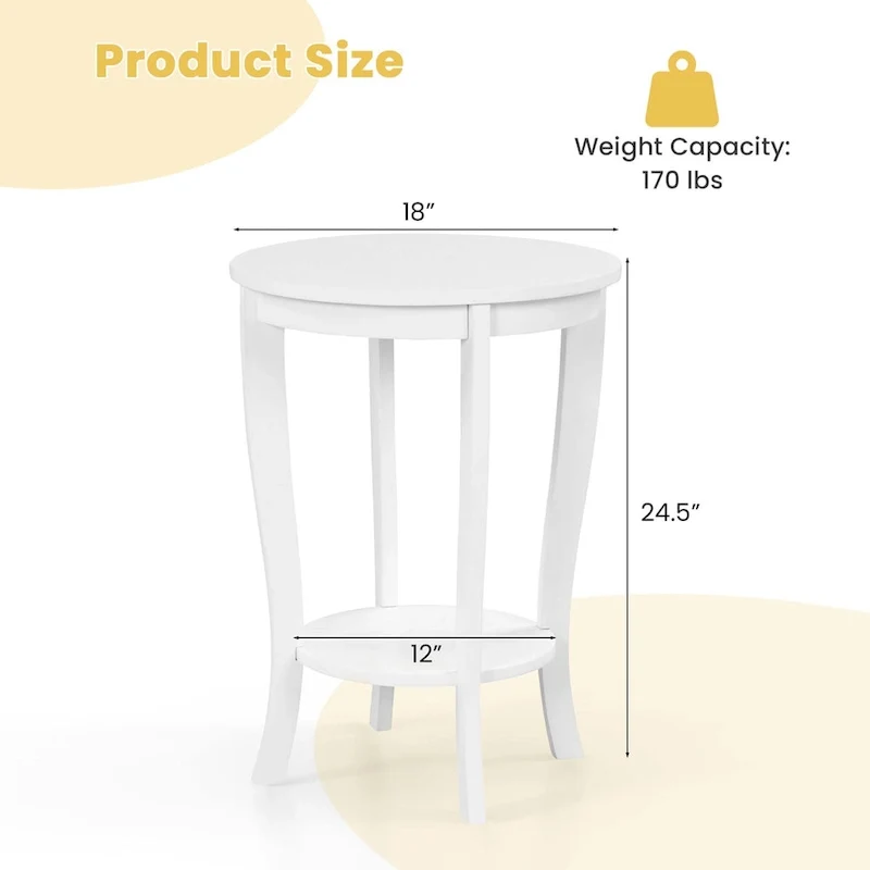 2-Tier Round Side Table Set of 2, 18