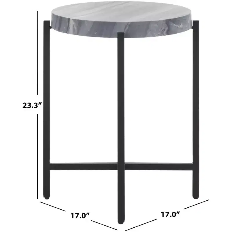 Gustavia Round Accent Table - ACC9805 - Grey Marble/Black - Safavieh