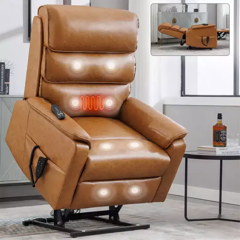 Recliner Chair with Lift Heating and Massage Function Modern Power Motion Recliner with Power-Remote Dual Motor