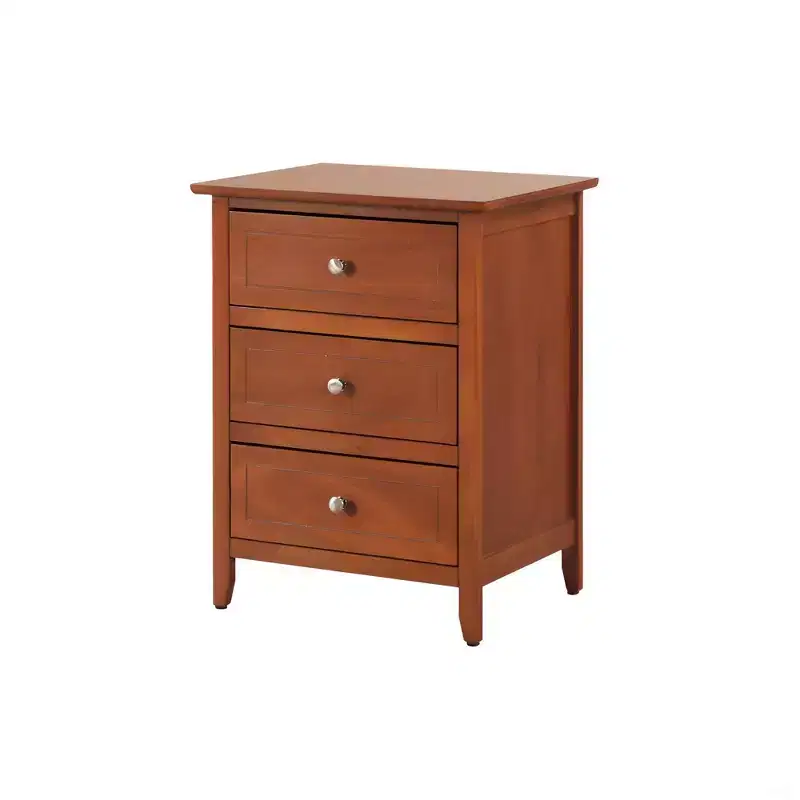 Modern Nightstand 3-Drawer Oak Finish (B078112151)
