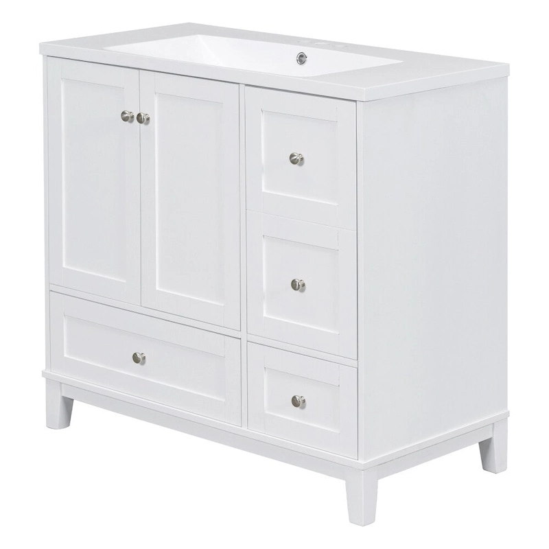36 Inch Modern Bathroom Vanity with USB Charging and Single Resin top